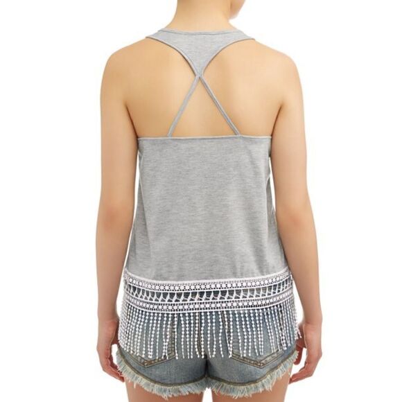 Celebrate Patriotic Juniors Tank Top w/Fringe on the Bottom (Size: Medium) - Picture 6 of 12